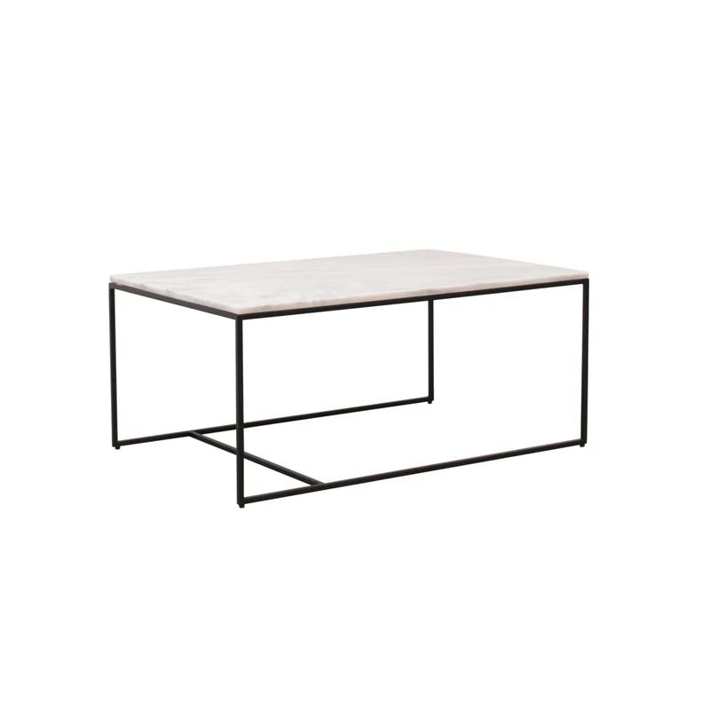 Table Basse Rectangulaire - Miles -Marbre Blanc - 90cm