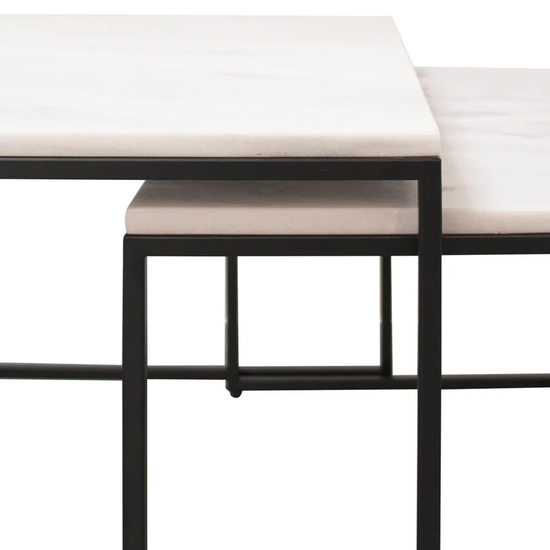 Table Basse Rectangulaire - Miles -Marbre Blanc - 90cm