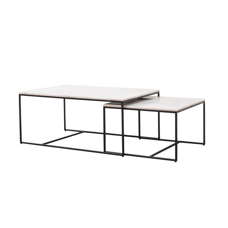 Table Basse Rectangulaire - Miles -Marbre Blanc - 90cm