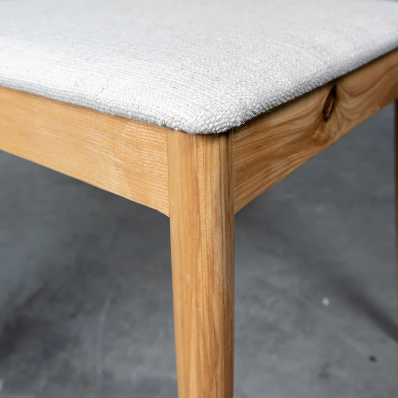 Chaise de Salle à Manger avec Dossier en Rotin - Charles - Chêne/Rotin naturel - Blanc cassé