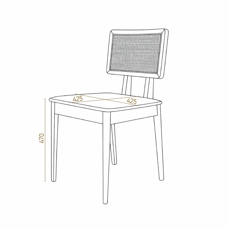 Chaise de Salle à Manger avec Dossier en Rotin - Charles - Chêne/Rotin naturel - Blanc cassé