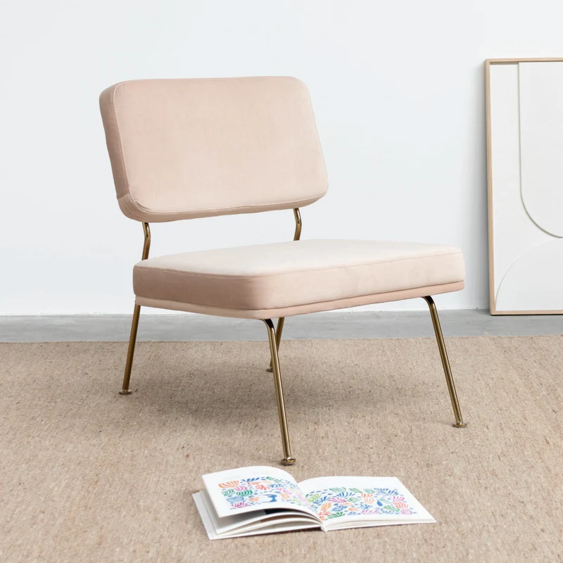 Chaise Emma - Velours Rose - Laiton