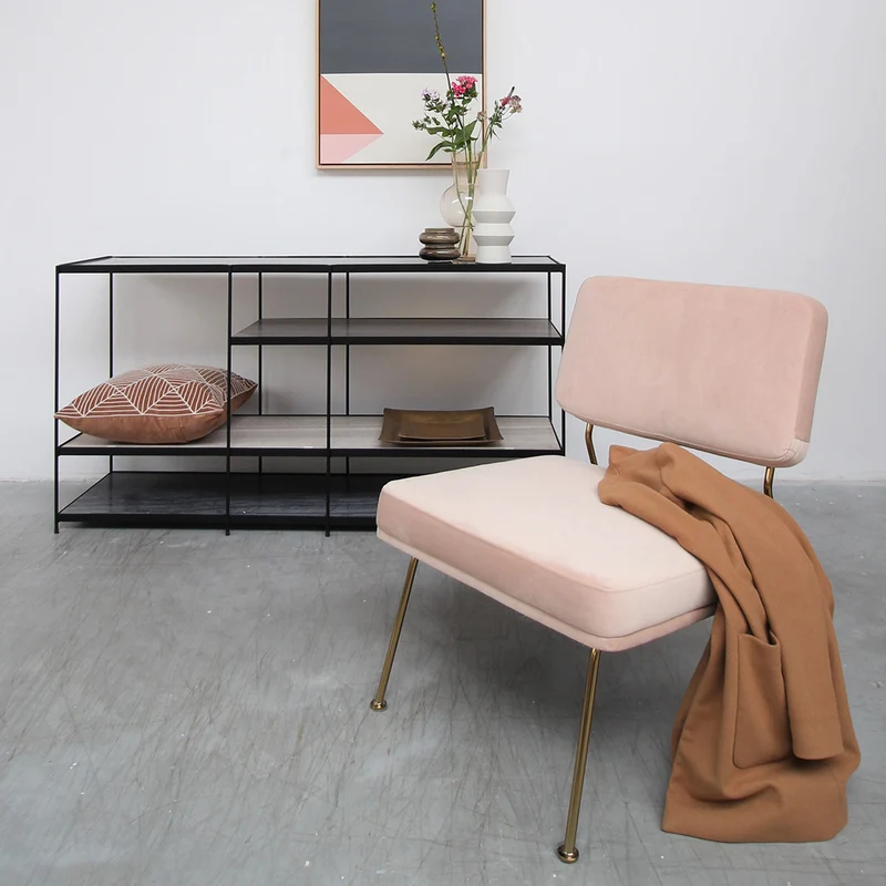 Chaise Emma - Velours Rose - Laiton