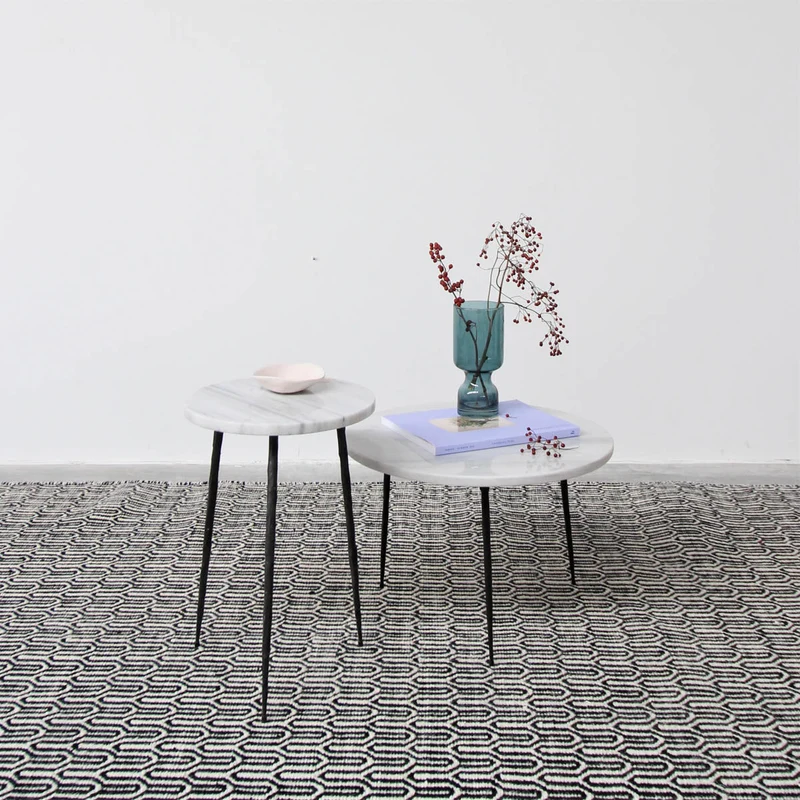 Table d'appoint Florence - Marbre Blanc Grec - 32x32x45cm