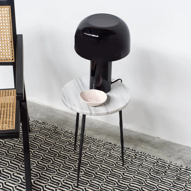 Table d'appoint Florence - Marbre Blanc Grec - 32x32x45cm