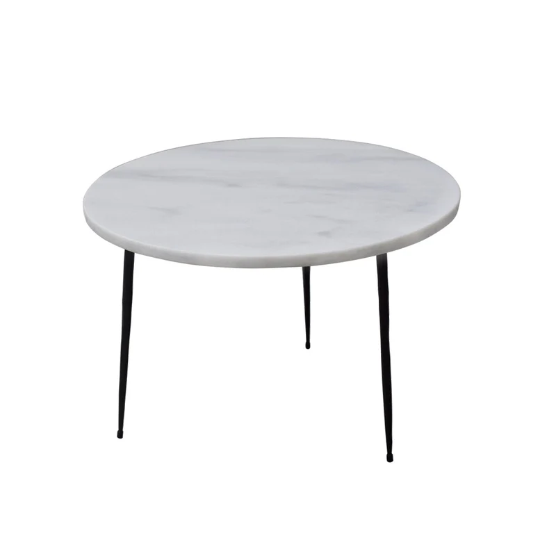 Table d'appoint Florence - Marbre Blanc Grec - 50x50x32cm
