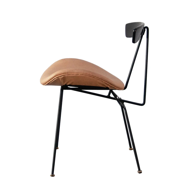 Chaise de Salle à Manger en Cuir - Julia - Cuir Cognac/Noir