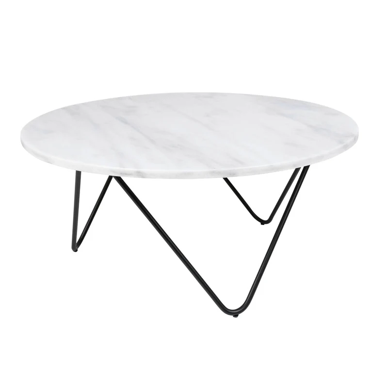 Table Basse - Kay - Marbre Blanc - 80x80x35cm