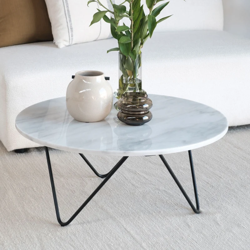 Table Basse - Kay - Marbre Blanc - 80x80x35cm