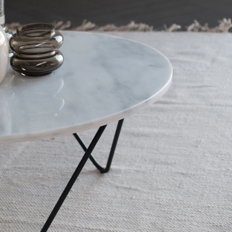 Table Basse - Kay - Marbre Blanc - 80x80x35cm
