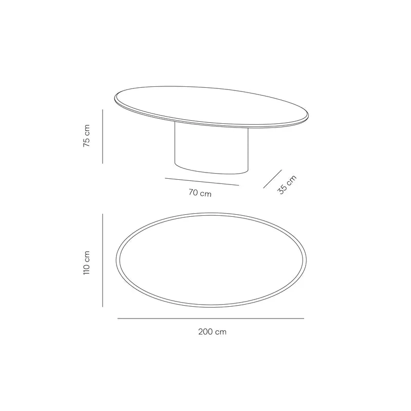 Table à manger organique aspect mortex Hector - Ovale - Microskin