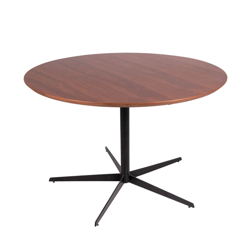 Table à Manger Ronde avec Bord Biseauté - Noyer - Ø125cm