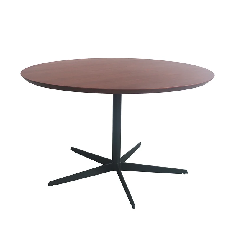 Table à Manger Ronde avec Bord Biseauté - Noyer - Ø125cm