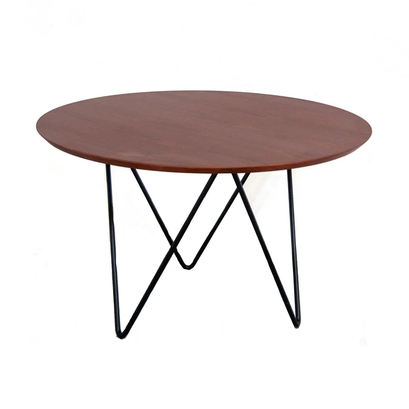 Table à Manger Ronde avec Bord Biseauté - Noyer - Ø125cm