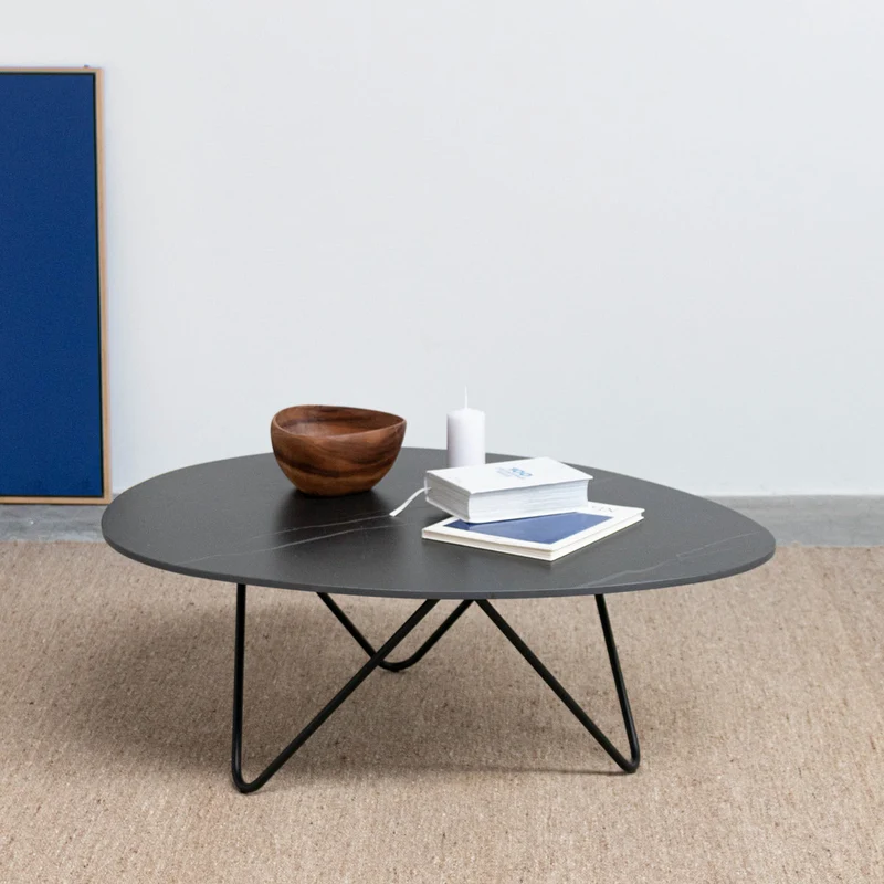 Table Basse en Céramique - Richard - Céramique Noire - Or