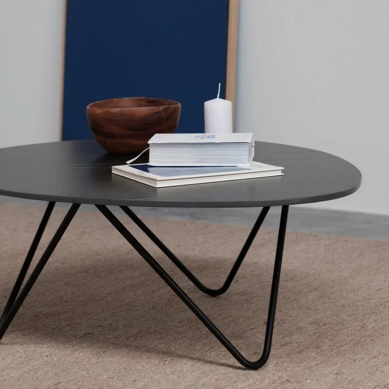 Table Basse en Céramique - Richard - Céramique Noire - Or