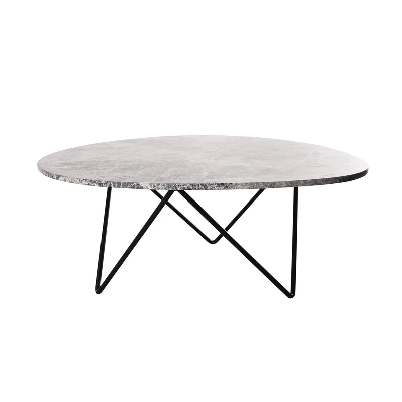 Table Basse en Marbre - Richard - 100x80cm - Marbre Gris - Or