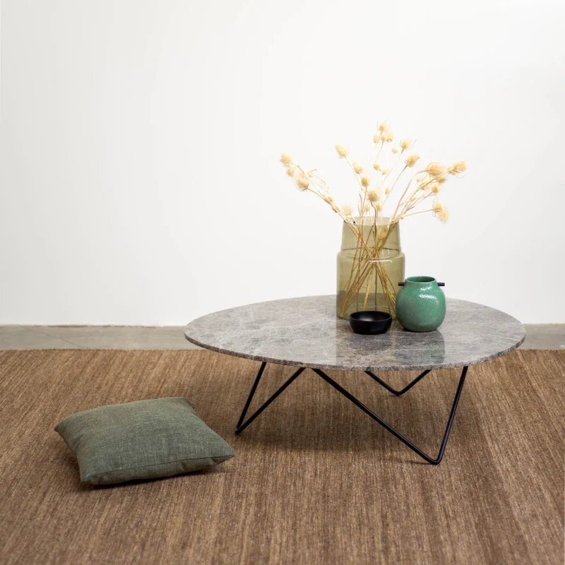 Table Basse en Marbre - Richard - 100x80cm - Marbre Gris - Or