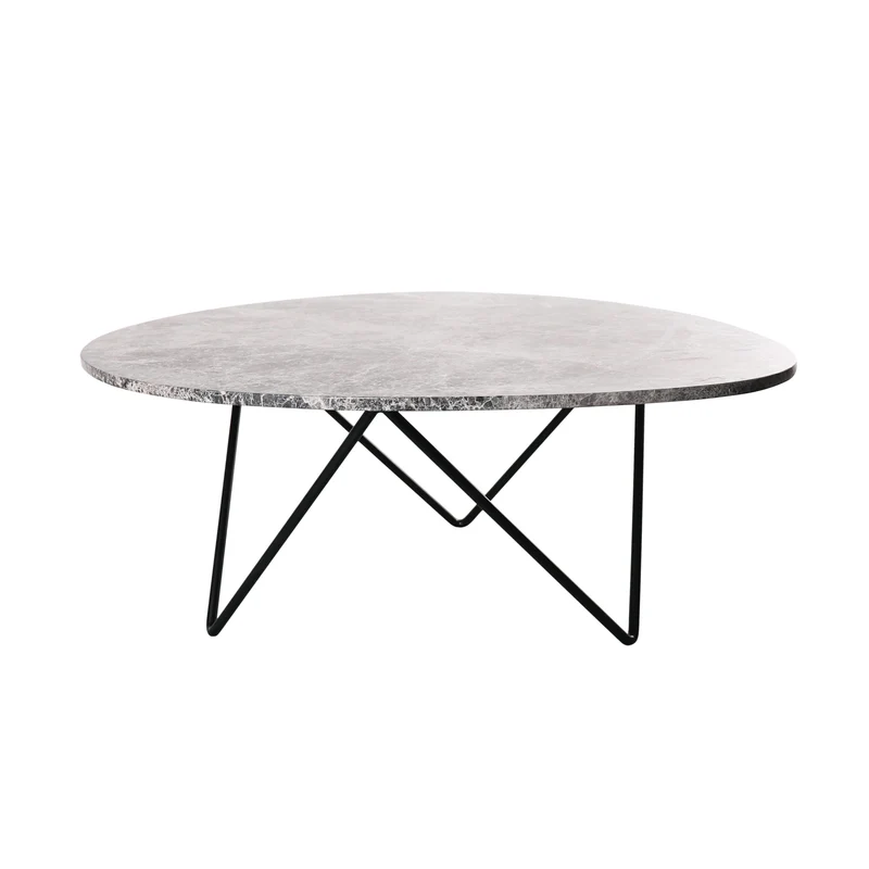 Table Basse en Marbre - Richard - 100x80cm - Marbre Gris - Or