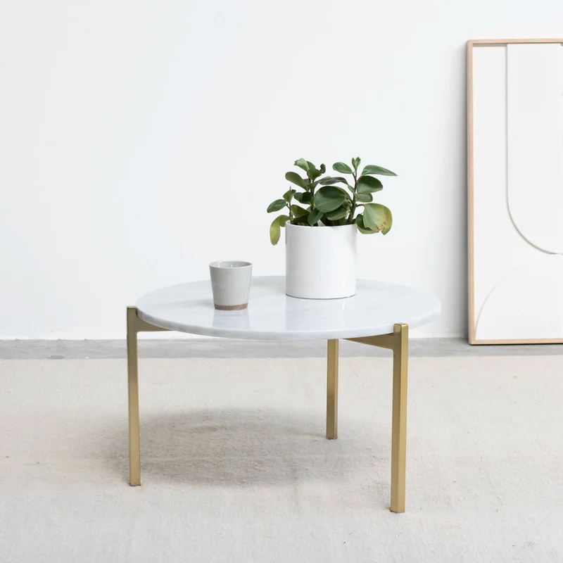 Table Basse en Marbre - Leonard - Marbre Blanc - Ø58cm