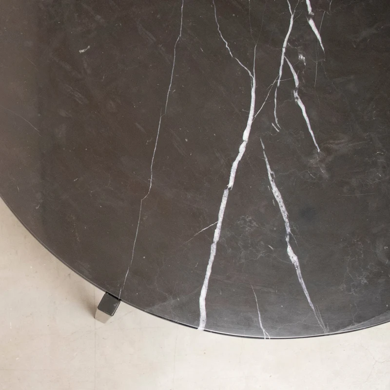 Table Basse en Marbre - Leonard - Marbre Noir - Ø58cm