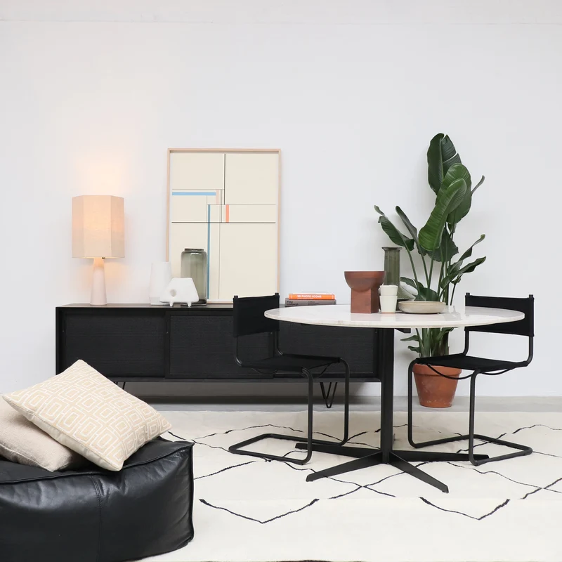 Table à manger ronde avec plateau en marbre - Marbre beige - Ø125cm