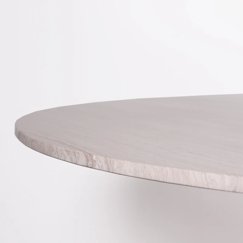Table à manger ronde avec plateau en marbre - Marbre beige - Ø125cm