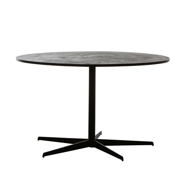 Table à manger ronde avec plateau en bois - Noir - Ø125cm