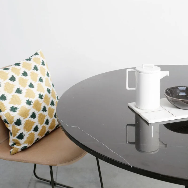 Table à manger ronde avec plateau en marbre - Harris - Noir - Ø125cm