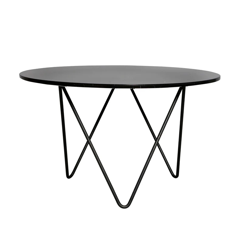Table à manger ronde avec plateau en marbre - Harris - Noir - Ø125cm