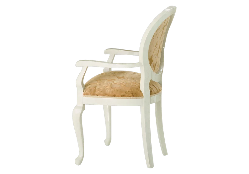 Fauteuil de table classique beige et or avec accoudoirs - Melodia