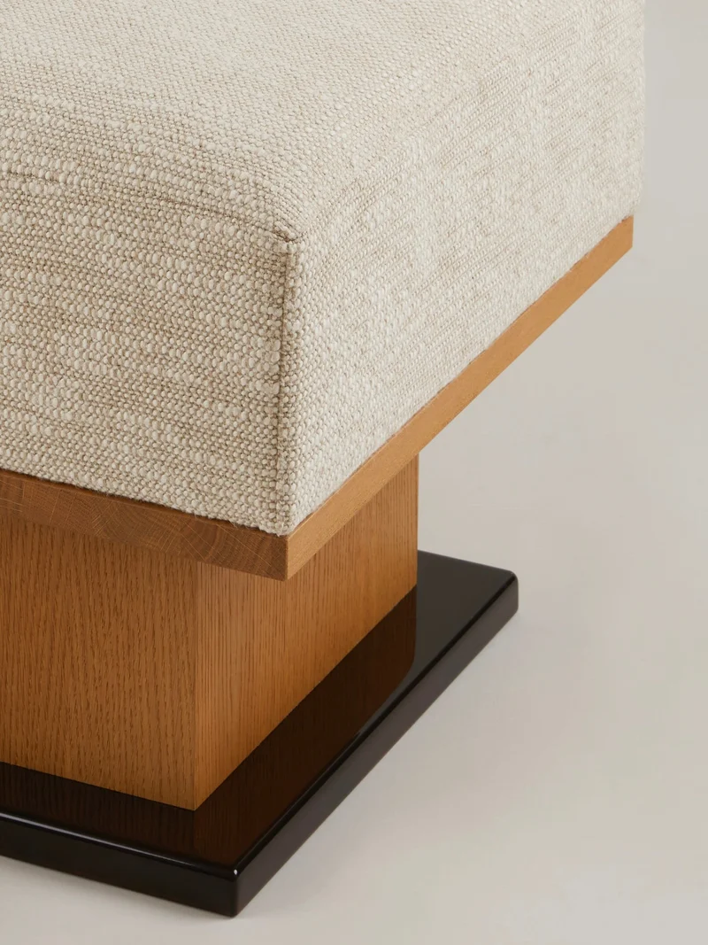 Sorbet Ottoman/stool in oak and lacquer