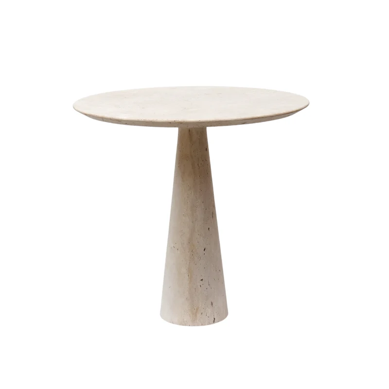 Table de bistrot - Lormes - Forme tulipe - Travertin blanc - Bord biseauté - Non rempli