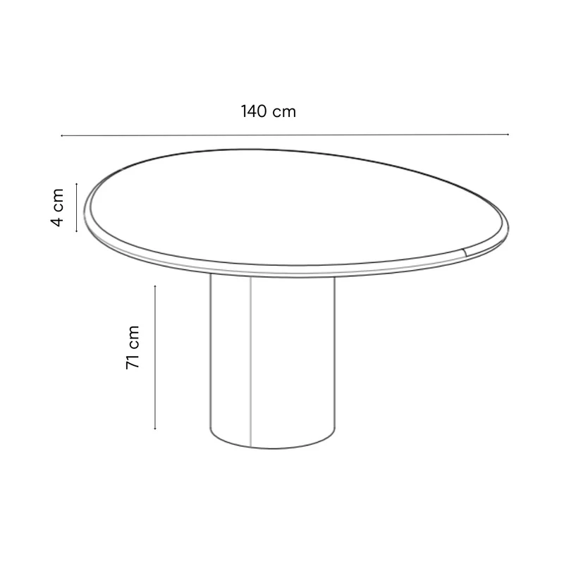 Table à manger Reef - Pied StoneSkin Latte - Plateau Travertin Blanc à moitié rempli - 140 cm