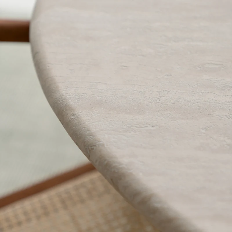 Legna - Table Ronde - Travertin - Blanc