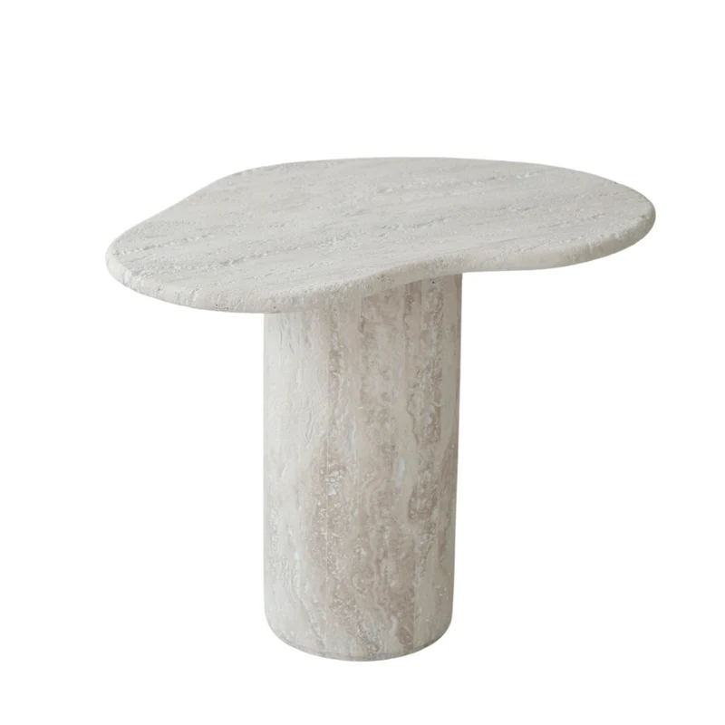 Jonah - Table d'Appoint - Travertin - Blanc - H40 cm