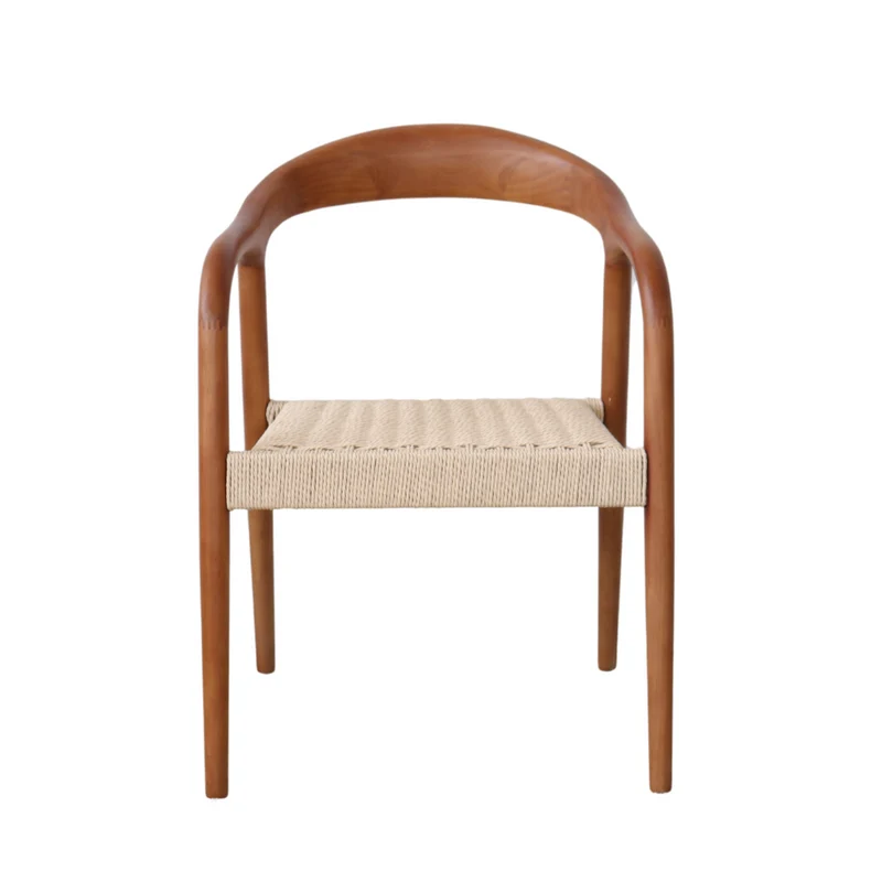 Chaise de salle à manger - Muret - Assise en corde tressée - Noyer clair
