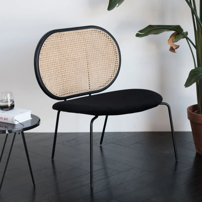 Relax fauteuil Zwart Velvet - London - Naturel Rotan