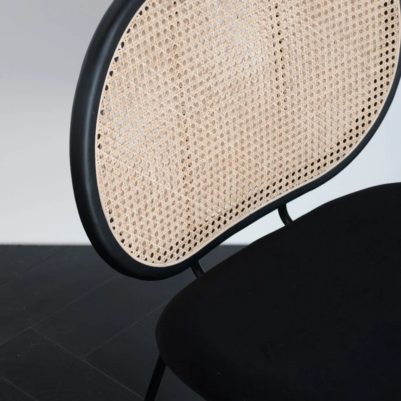 Relax fauteuil Zwart Velvet - London - Naturel Rotan