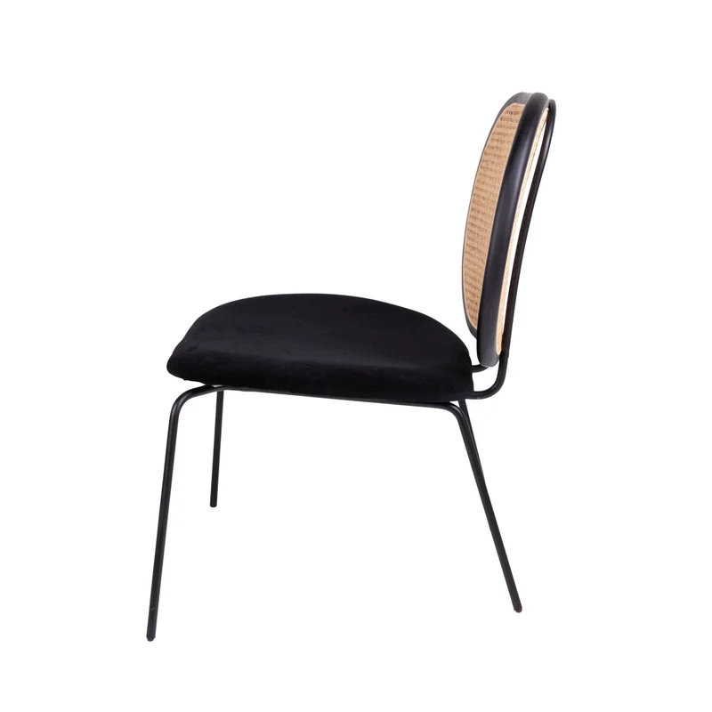 Relax fauteuil Zwart Velvet - London - Naturel Rotan