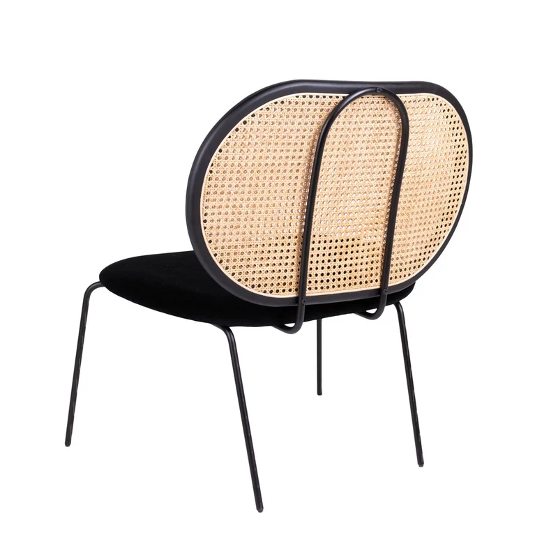 Relax fauteuil Zwart Velvet - London - Naturel Rotan