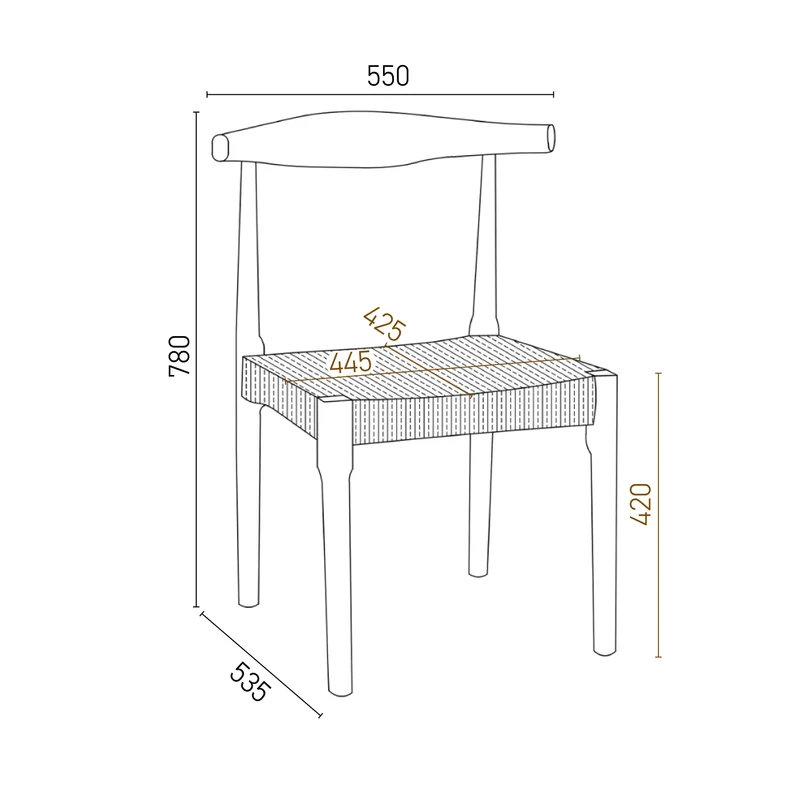 Chaise de salle à manger noyer - Gouzon - Assise corde tressée