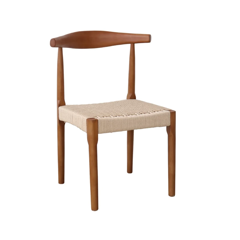 Chaise de salle à manger noyer - Gouzon - Assise corde tressée