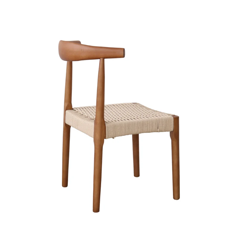 Chaise de salle à manger noyer - Gouzon - Assise corde tressée