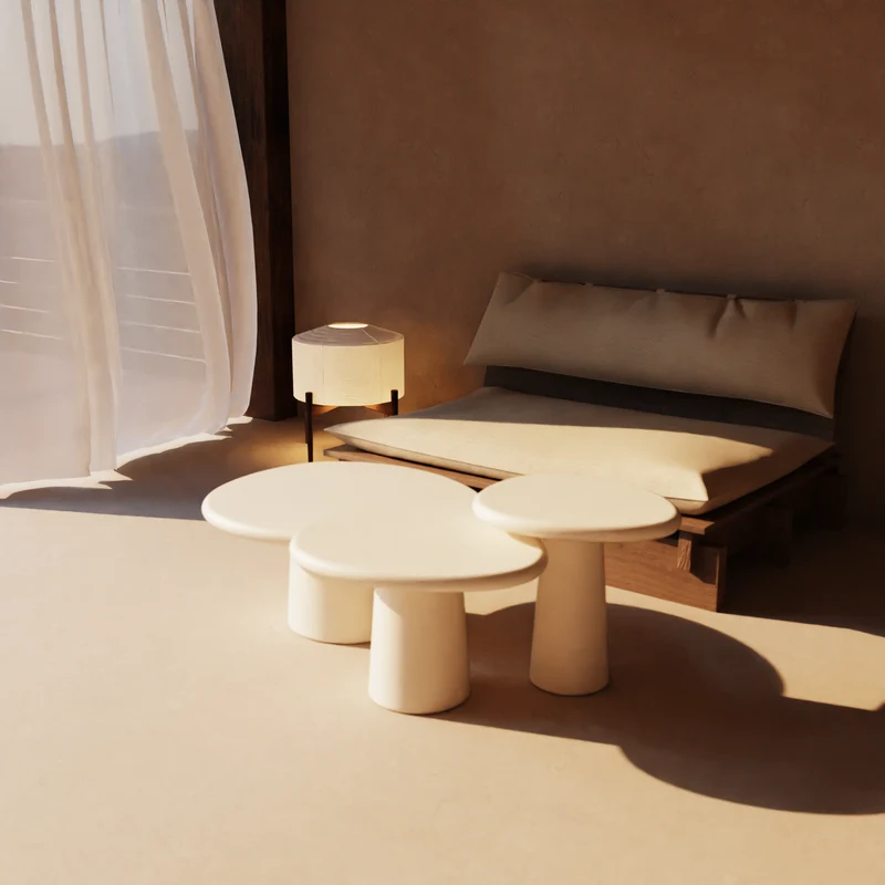 Table basse ronde aspect béton - Juno - StoneSkin - 50 cm