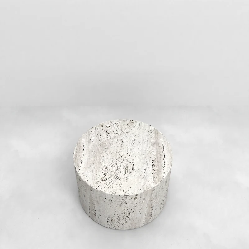 Table basse en travertin - Dax - Mid - 38 cm
