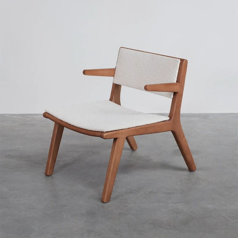 Challans - Chaise de salle à manger basse - Noyer/Bouclé