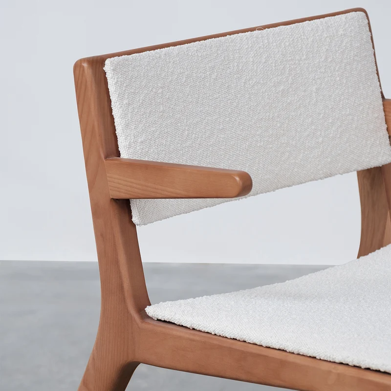Challans - Chaise de salle à manger basse - Noyer/Bouclé