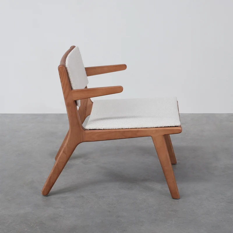 Challans - Chaise de salle à manger basse - Noyer/Bouclé