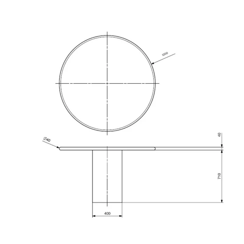 Table à manger ronde - Obi - Aspect béton - StoneSkin - 120 cm